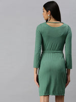 Women Green Striped Bodycon Dress-AE-9877-Green