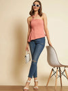 Pink Assymetric Strap Top