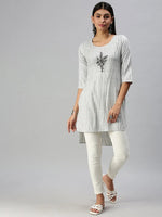 Women's White Printed Straight Kurti-SKC3166A-White