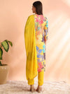 Ahika Women Yellow Cotton Blend Floral Printed Straight Kurta Trouser With Dupatta-PKSKD2492