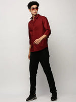 Men Maroon Solid Shirt-FAVORPLAIN-193-Maroon