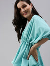 Women's Blue Solid Top-SH-6235-Turquoiseblue