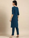 Women's Blue Solid Kurta Set-SKC-3327-Teal