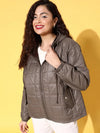 Women Solid Standard Brown Jacket