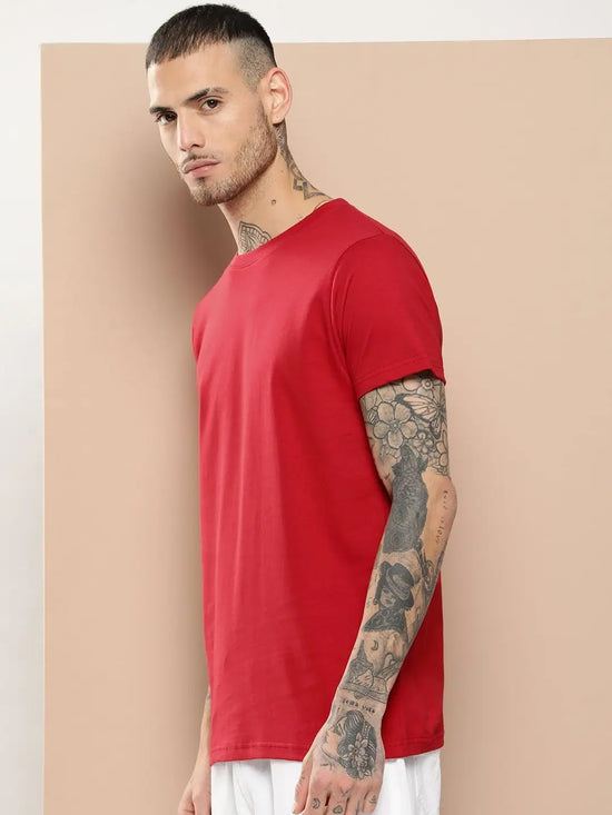 Difference Of Opinion Men's Red Plain T-Shirt-DOCRM136RED-S