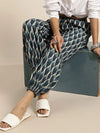 Navy Ikat Cuff Hem Pants