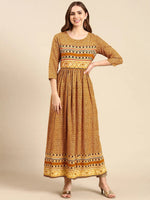 Women's Mustard Printed Anarkali Kurta-GW-2125-Mustard