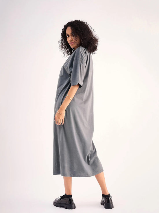 Women Grey Oversized T-Shirt Dress