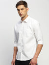 Men White Solid Shirt-RAYMONDSDOBBY-268-White