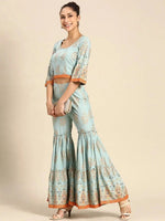 Crop top with sharara in Light Blue