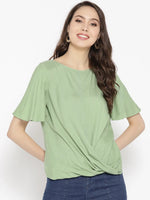 Front Surplice Top in Pista Green