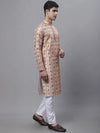 Men's Peach Digital Printed Kurta Pyjama Set-JOKP-P-691Peach