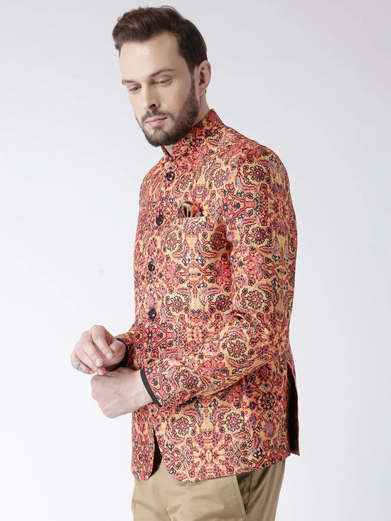 Hangup Men Standard Printed Men Formalwear-D415ButtonBlazer