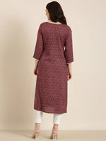 Women Maroon Geometrical Straight Kurta-AT-A1080-K-Maroon