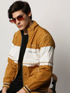 Men Yellow Colourblock Casual Bomber Jackets-LBR-102-Mustard