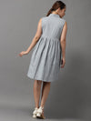 Women's Grey Printed A-Line Dress-SKF-166-Grey