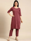 Women's Purple Solid Kurta Set-SKC-3327-Mauve