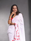 White Pure Cotton Ruffle Saree-MA54CT33660081