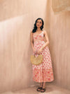 Women Pink Ethnic Motif Floral Strappy Maxi