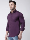 Hangup Men Slim Solid Shirts-CollarPurpleShirt