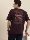 Dillinger Maroon Graphic Oversized T-Shirt-DLMOV157WINE-S