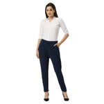 Smarty Pants Women's Cotton Lycra Ankle Length Blue Formal Trouser-SMPT-887B-S