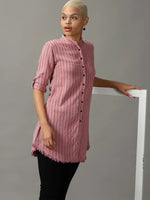 Women's Purple Striped Longline Shirt-AE-444107-Mauve