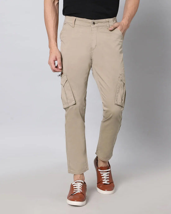 Ribbed Jogger Cargos with 6 pockets-Beige-HJC9111-32