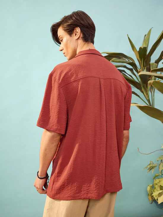 Men Rust Short Sleeve Relax Fit Shirt