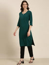 Women Teal Solid Straight Kurta-DF-1203-Teal