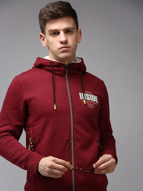 Men Red Solid Sweatshirt-OD-6039-Burgundy