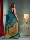 Teal Green Cotton Blend Handwoven Saree With Ghicha Pallu-MA50BCT06550100