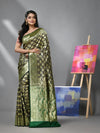 Eggplant Silk Banarasi Saree With Zari Woven Designs-MA52BSL441050017