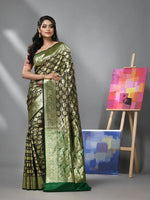 Eggplant Silk Banarasi Saree With Zari Woven Designs-MA52BSL441050017