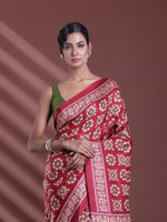 Dark Red Silk Soft Saree With Texture Print-MA60BSL01400036