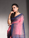 Bubblegum Pink Cotton Soft Saree With Ikkat Style-MA54BCT041400018