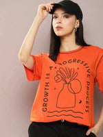 Dillinger Orange Graphic Oversized T-Shirt-WMNCR388ORG-XS