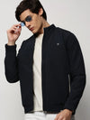 Men Navy Solid Casual Bomber Jackets-ZD-3500-Navyblue