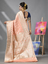 Creamy Peach Katan Silk Banarasi Saree With Ethnic Motifs And Zari Woven Designs-MA52KA441380073