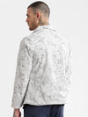 Men Hooded White Abstract Tailored Oversized Jacket comes with Detachable Hoodie and Inner fleece Jacket-99899-White