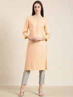 Women Peach Striped Straight Kurta-RA-017-Peach