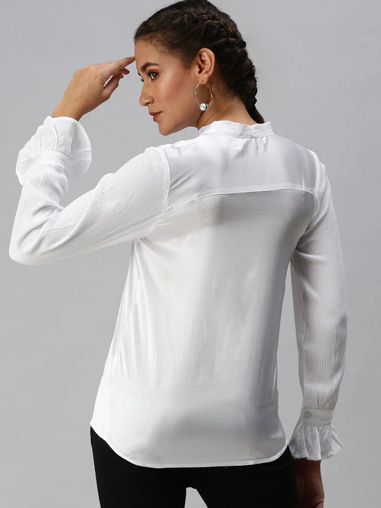 Women's White Solid Tops-ON-516-White