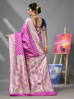 Periwinkle Katan Silk Banarasi Saree With Ethnic Motifs And Zari Woven Designs-MA52KA441380078