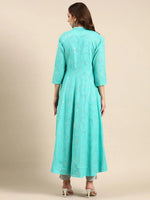 Women's Sea Green Embellished Anarkali Kurta-AP-058-Seagreen