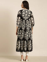 Women Anarkali Black Floral Kurta-ON-752-Black