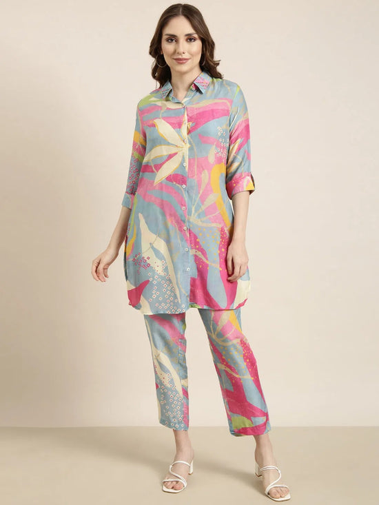 Women Multicolor Printed Tunic & Trousers Set-DW-5527-Multi