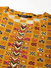 Women Mustard Geometrical Kurta Set-CRL-1606-Mustard