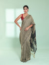 Ecru Cotton Saree With Sequine Work-MA59CT06540056