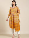 Women Mustard Floral Kurta Set-RJF-031-Mustard