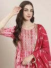 Women Pink Printed Kurta Set-GW-3586-Pink